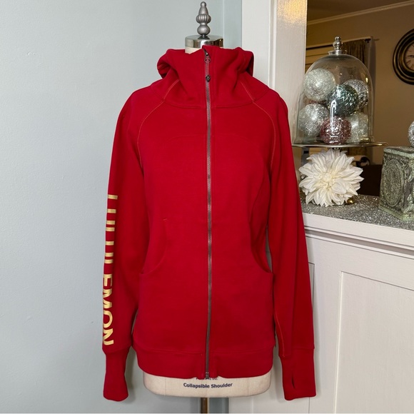 Lululemon Scuba Hoodie Cotton Fleece Jacket Lunar New Year Dark Red 12 Nwt - Picture 3 of 11